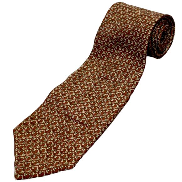 Brooks Brothers 346 Patterned Rust Orange 100% Silk Tie - New - Picture 1 of 2